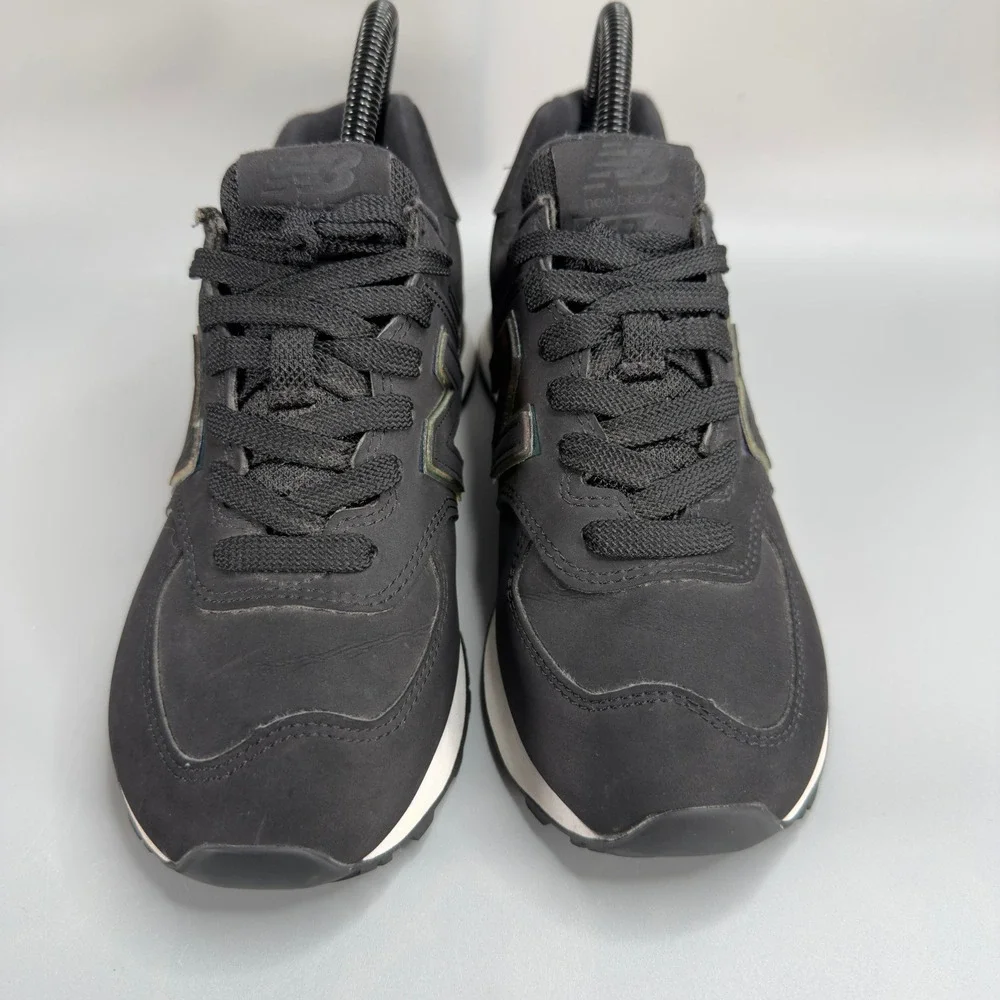 New Balance 574 Womens 6 B Casual Sneaker Black Iridescent Low Lace Up Dad Shoes